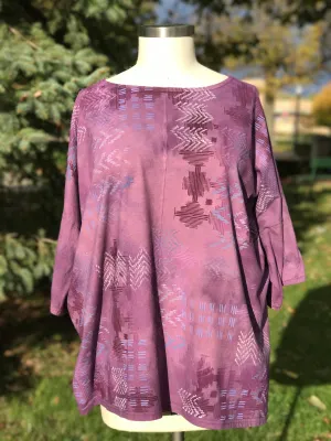 1236HD Plum Berry Hand Dyed Line Tee 'Woven Tonalities'