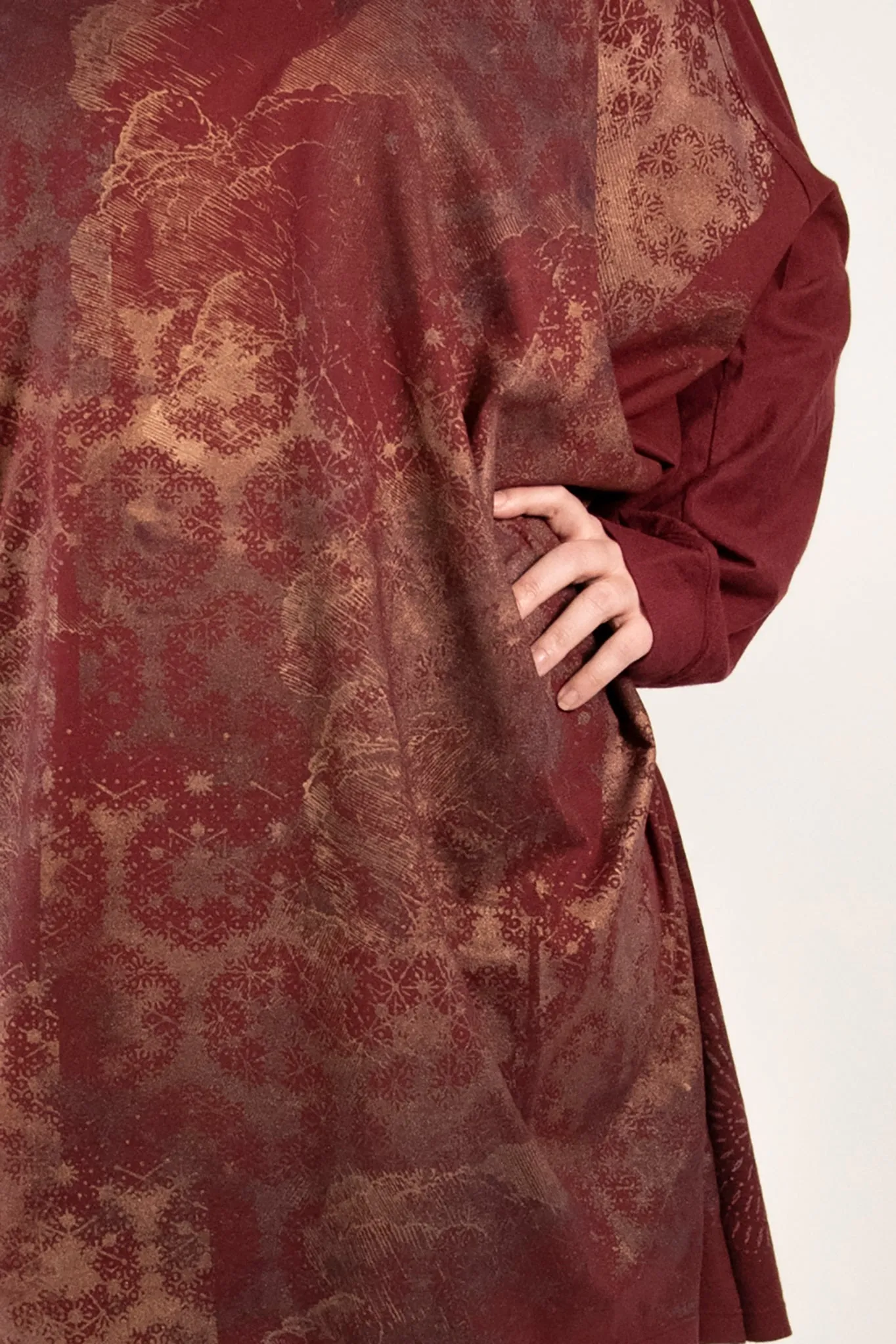 1258 Long Sleeve Limited Edition Oversized Tunic Tee-Sangria-P
