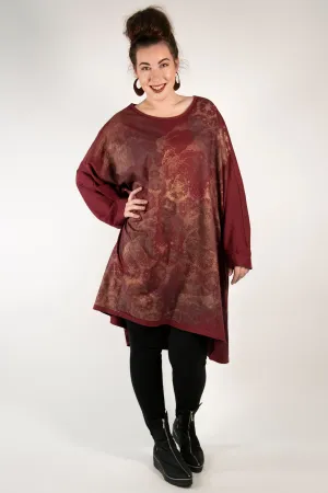 1258 Long Sleeve Limited Edition Oversized Tunic Tee-Sangria-P