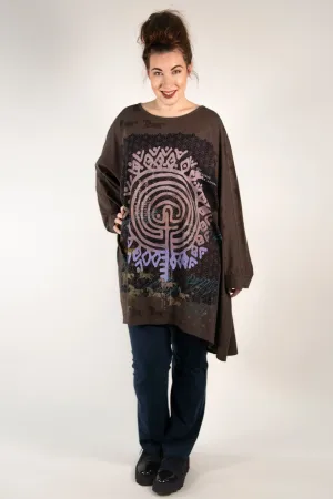 1258 Long Sleeve Oversized Tunic Tee- Italian Umber