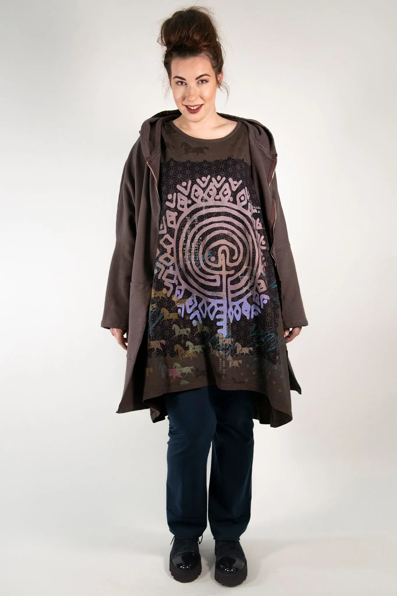 1258 Long Sleeve Oversized Tunic Tee- Italian Umber