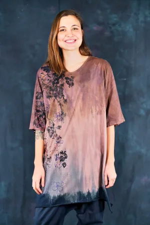1564HD Euro Slim Fit Art Tunic Mocha Charcoal Flora Singe