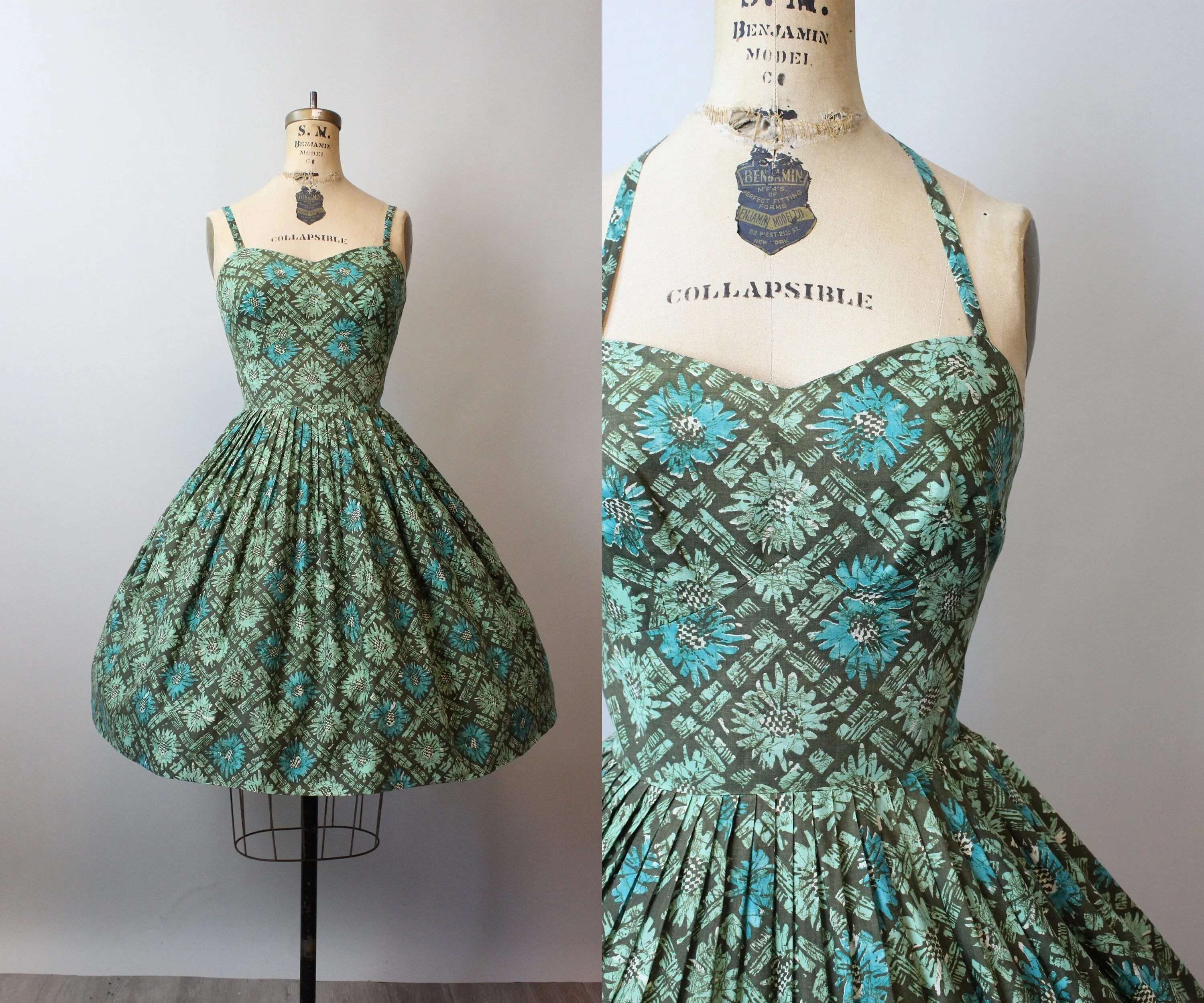 1950s L'AIGLON COTTON halter dress xs | new spring summer