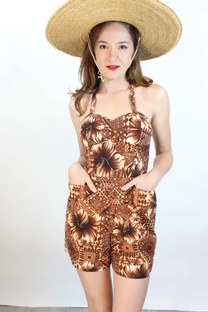1950s SURFRIDERS TIKI romper playsuit cotton xs | new spring