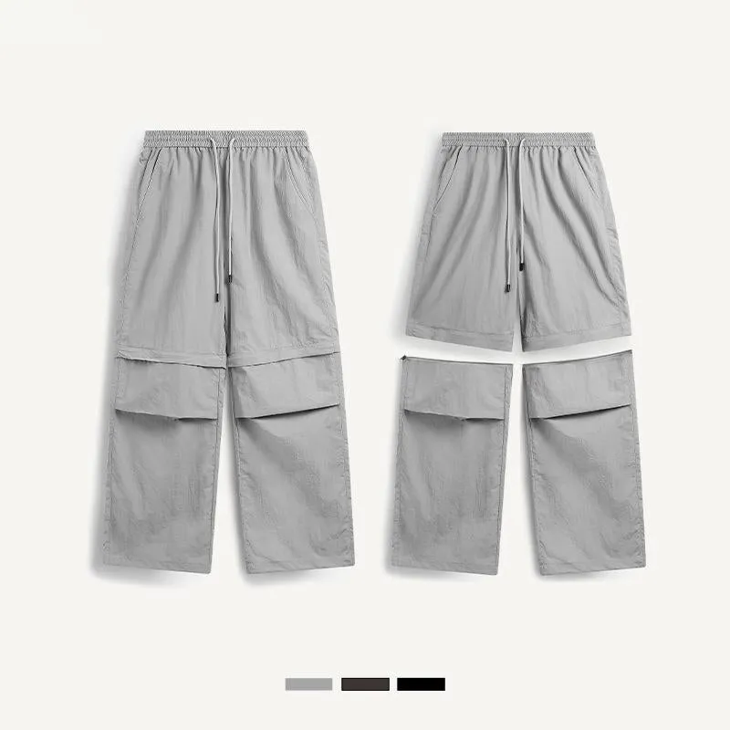 2024 Spring And Summer New Wide Leg Disassembly Pants One Pants Wear Waterproof Casual Big Leg Straight Pants For Men