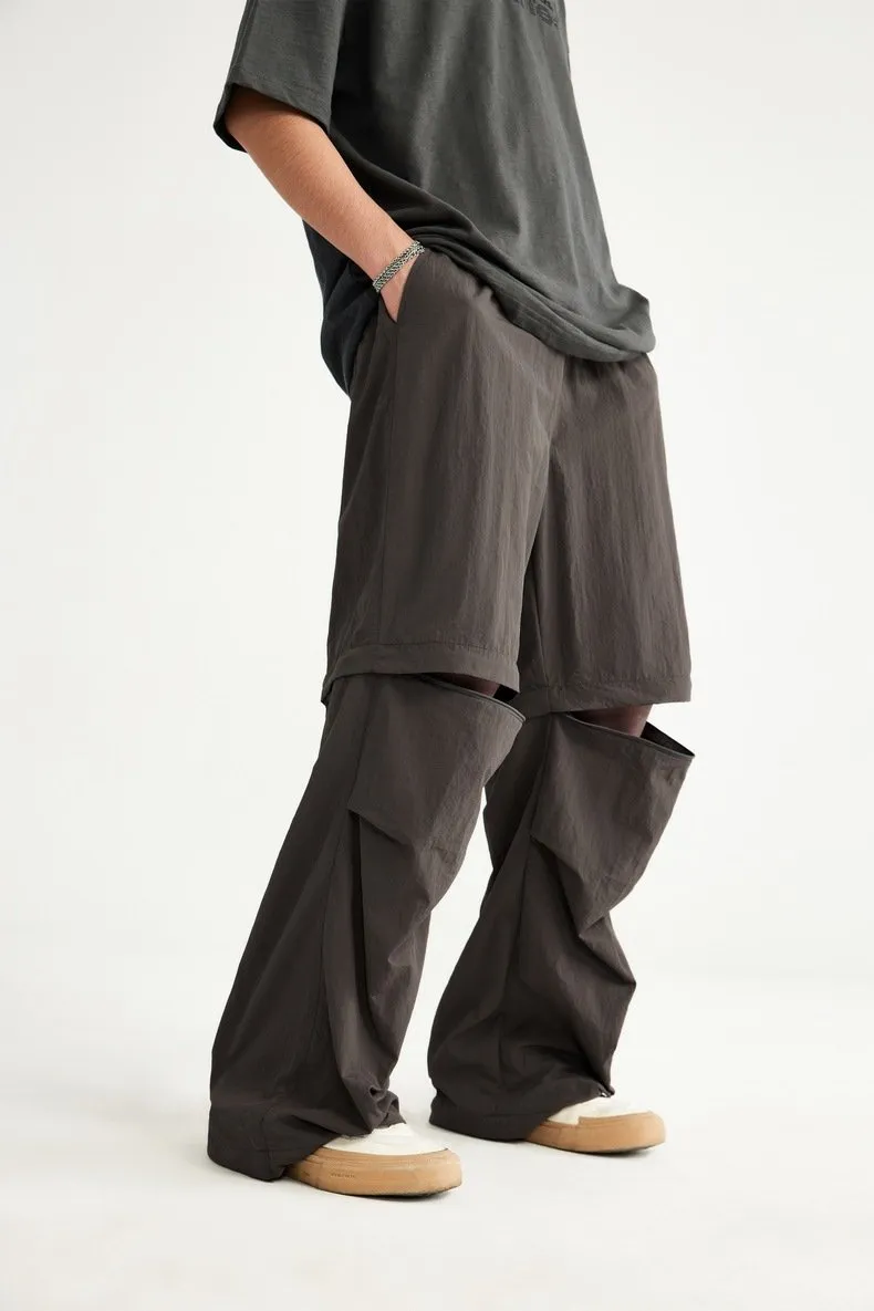 2024 Spring And Summer New Wide Leg Disassembly Pants One Pants Wear Waterproof Casual Big Leg Straight Pants For Men
