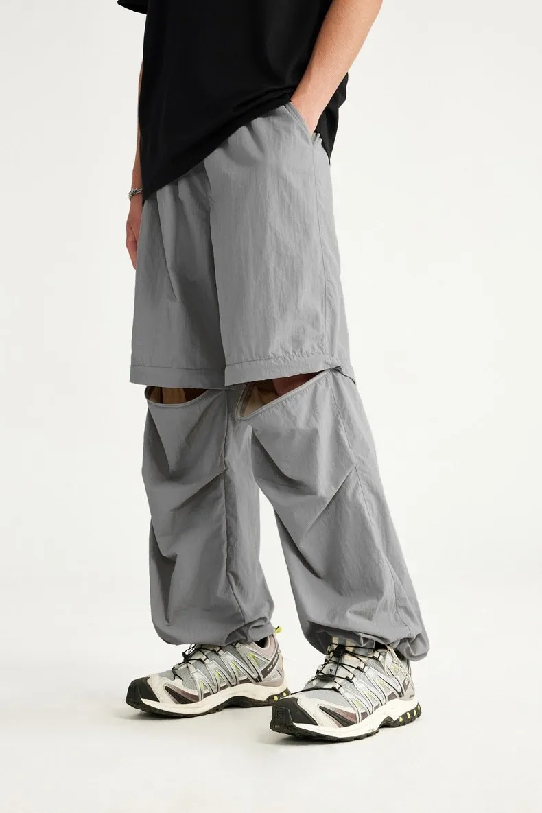 2024 Spring And Summer New Wide Leg Disassembly Pants One Pants Wear Waterproof Casual Big Leg Straight Pants For Men