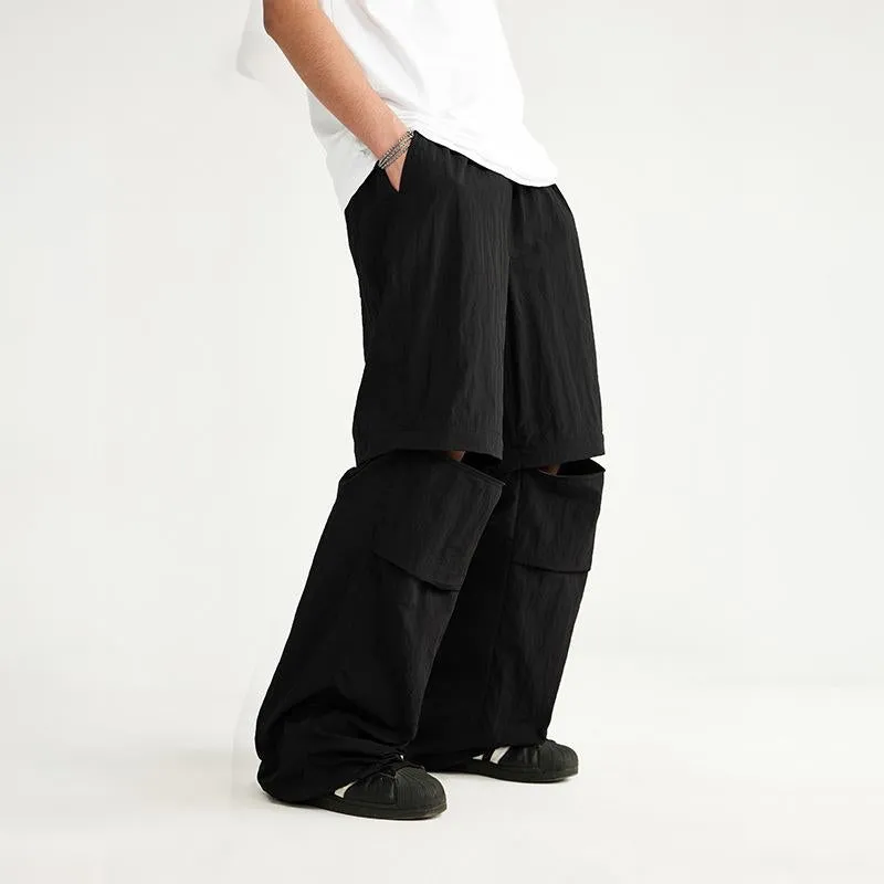 2024 Spring And Summer New Wide Leg Disassembly Pants One Pants Wear Waterproof Casual Big Leg Straight Pants For Men