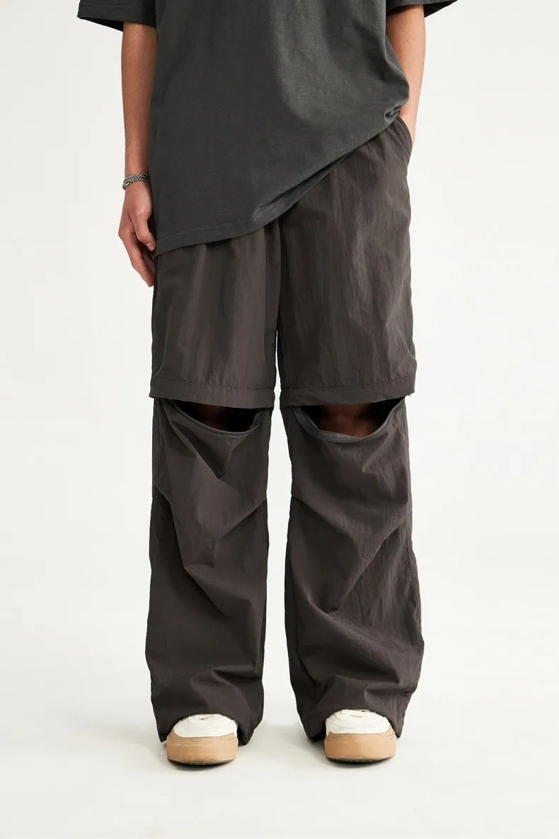 2024 Spring And Summer New Wide Leg Disassembly Pants One Pants Wear Waterproof Casual Big Leg Straight Pants For Men