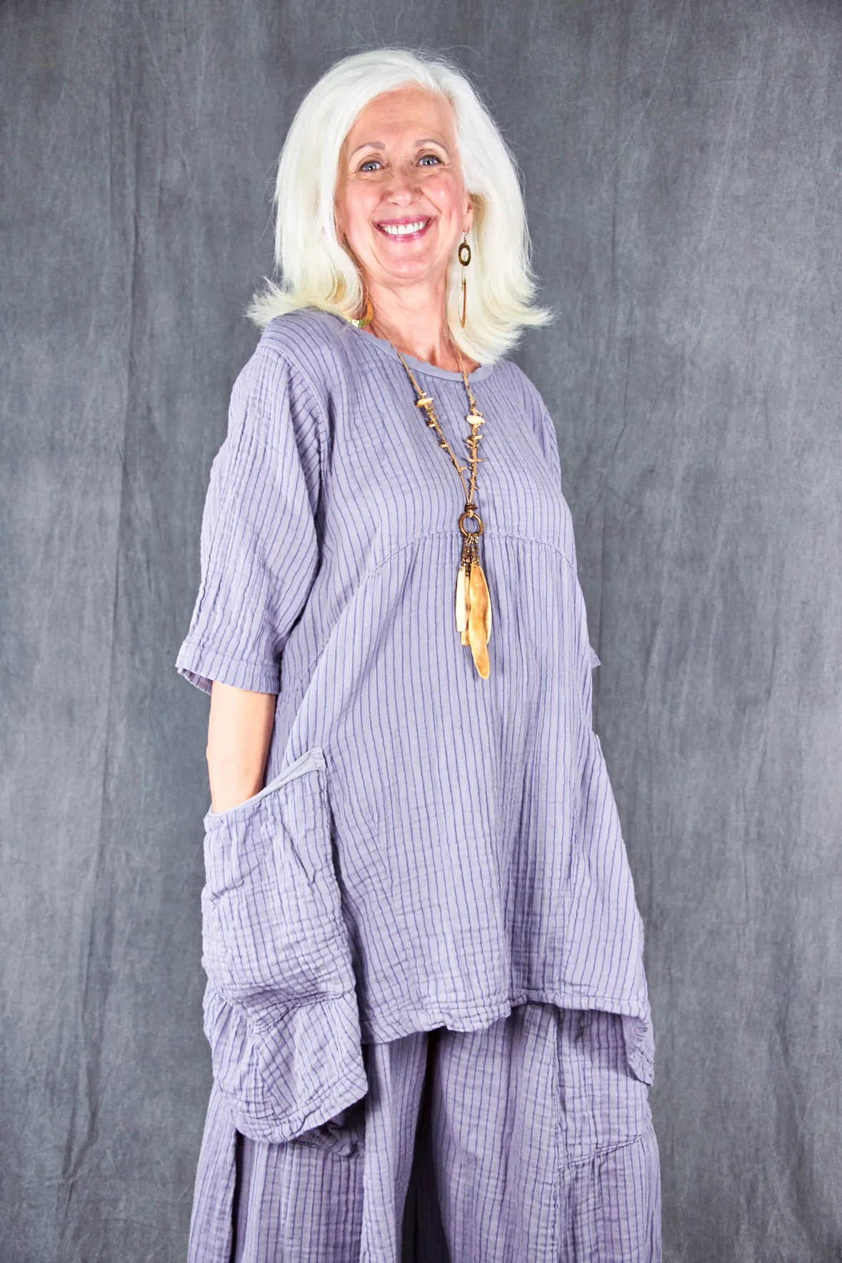 2270 Seaside Striped Tunic Amethyst-U