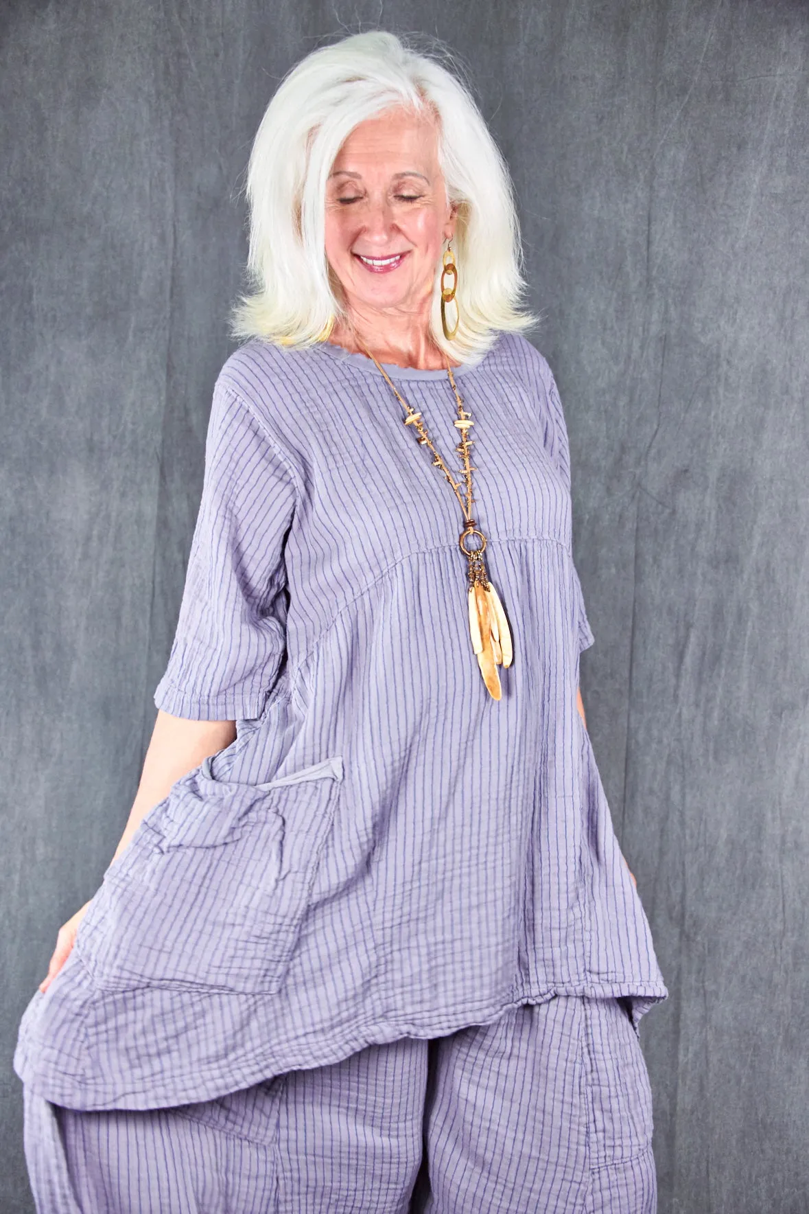 2270 Seaside Striped Tunic Amethyst-U