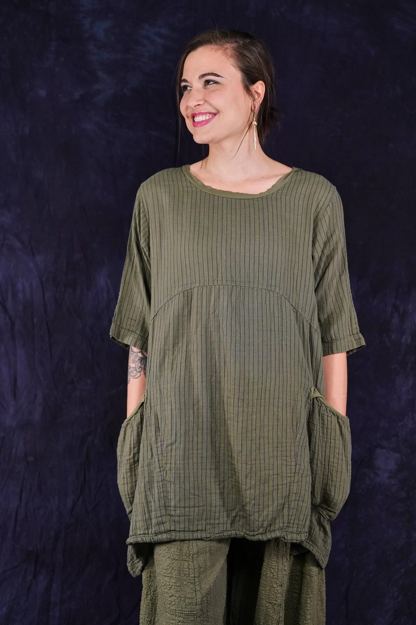 2270 Seaside Striped Tunic Seaweed-U