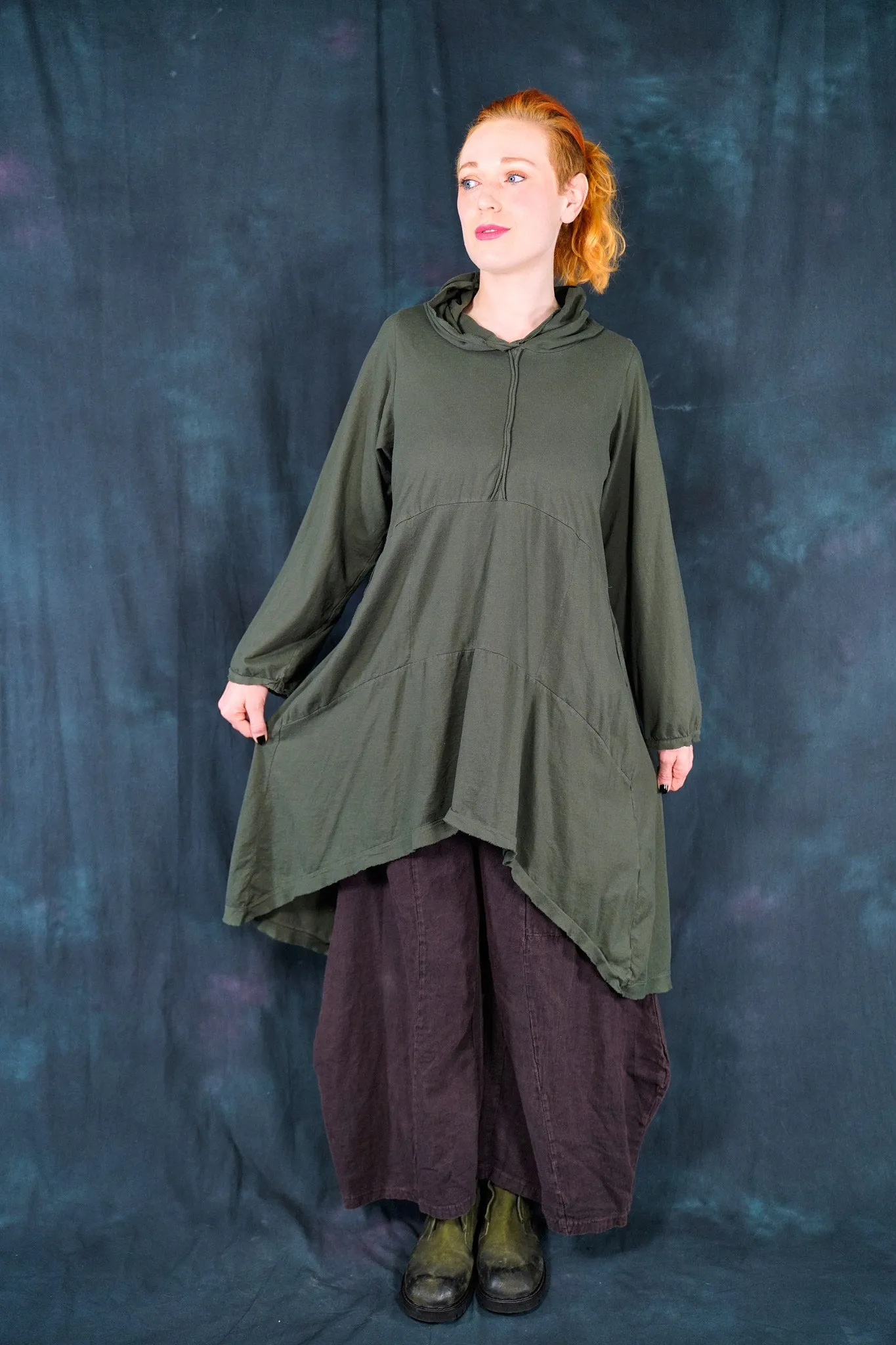 2316 Hi/Lo Hooded Tunic Army Green