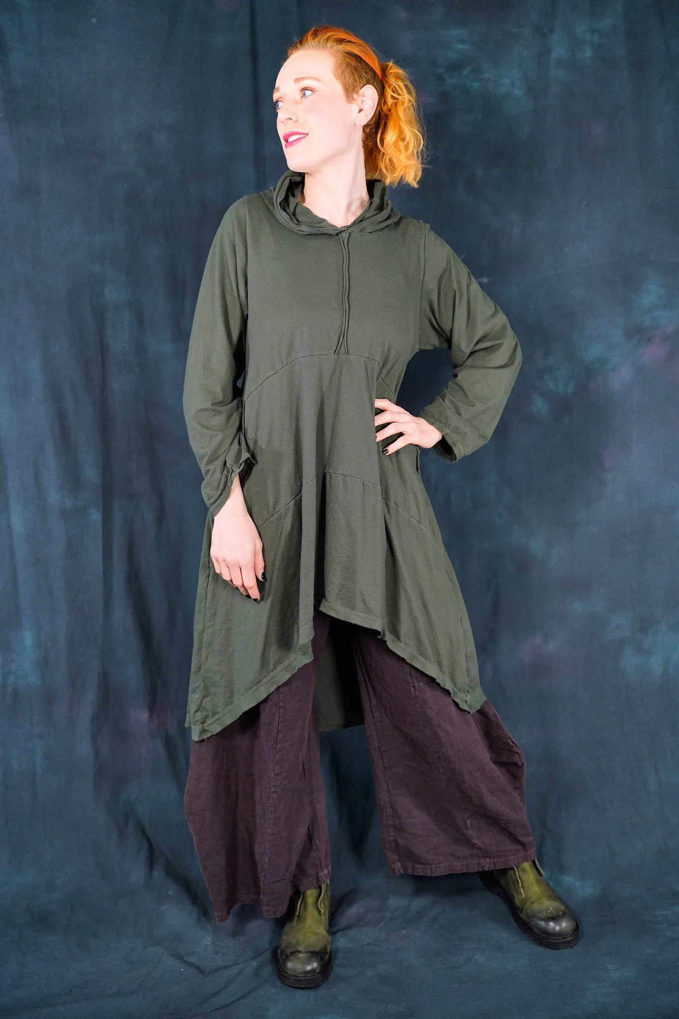 2316 Hi/Lo Hooded Tunic Army Green