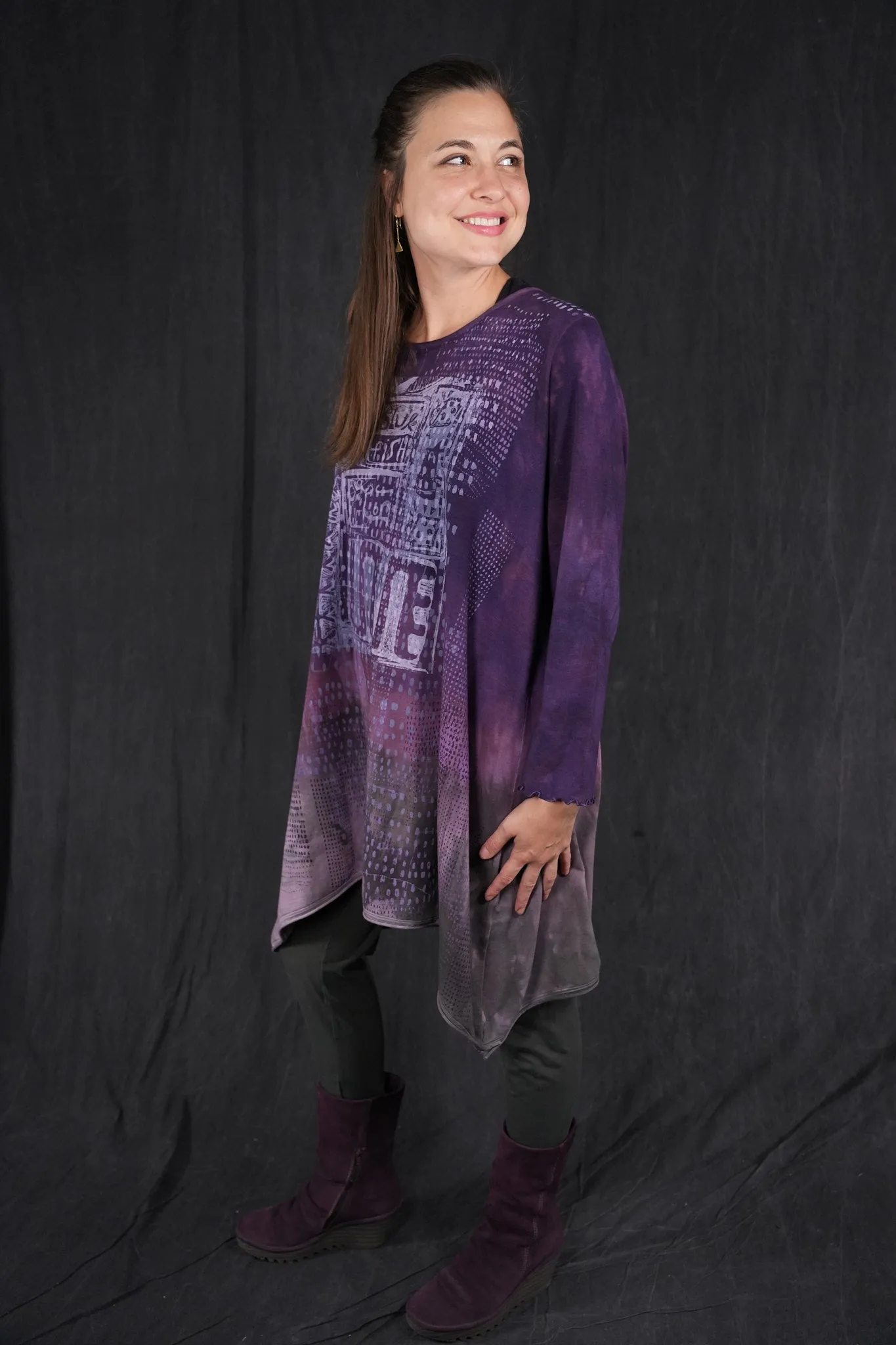 2348HD Winter Soft Cotton Knit Tunic Blue Fish Grid-P