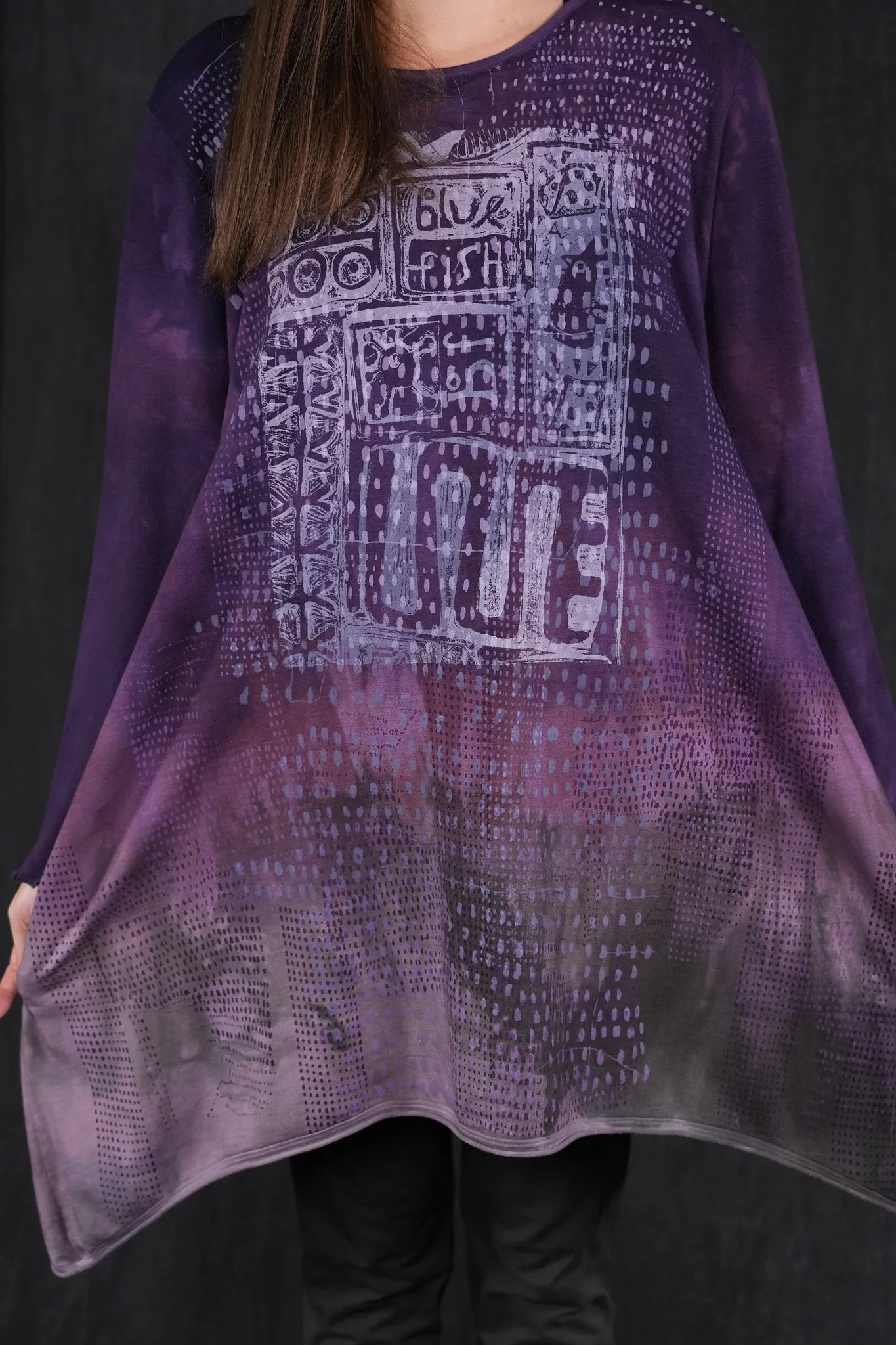 2348HD Winter Soft Cotton Knit Tunic Blue Fish Grid-P