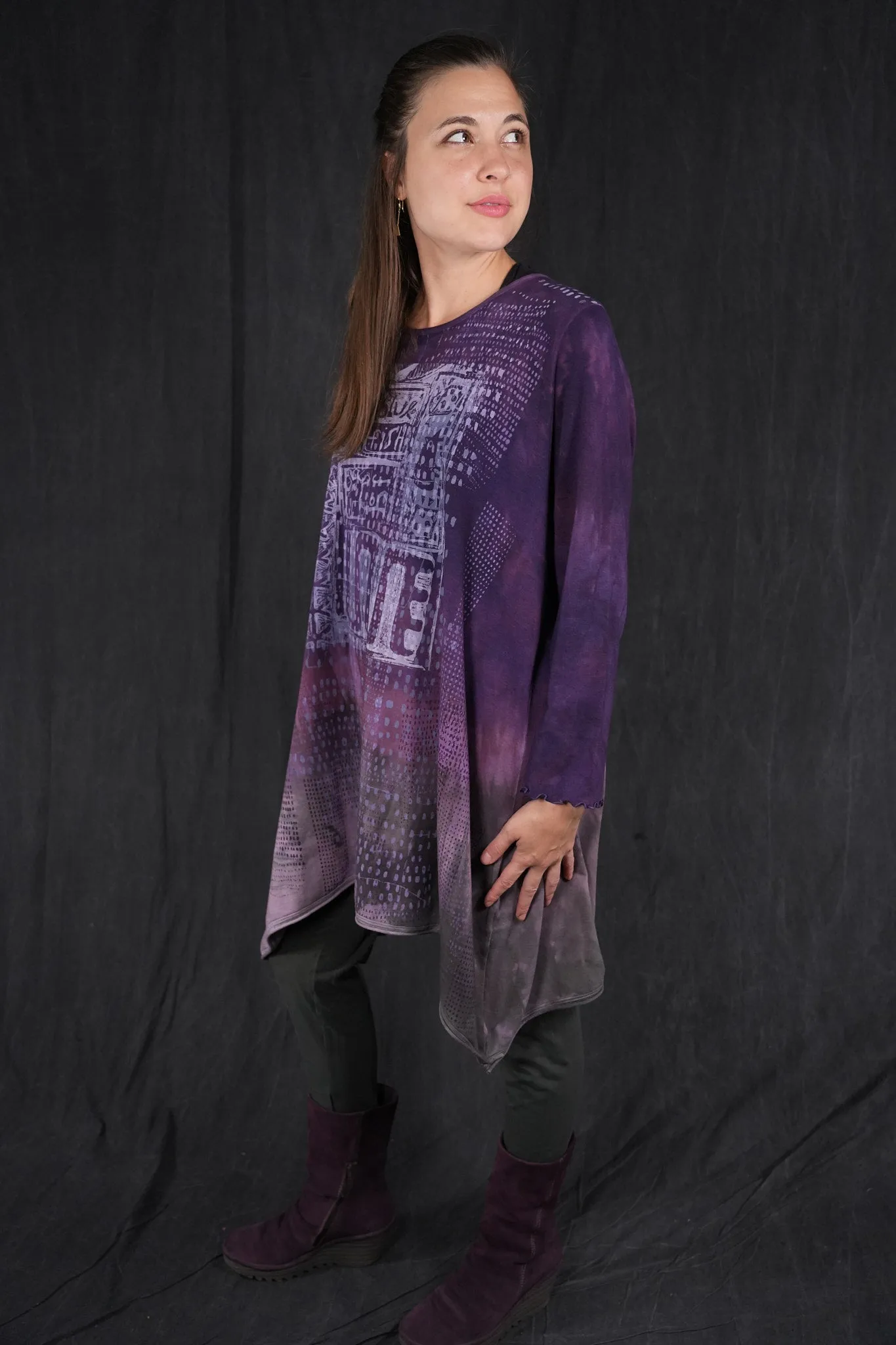 2348HD Winter Soft Cotton Knit Tunic Blue Fish Grid-P