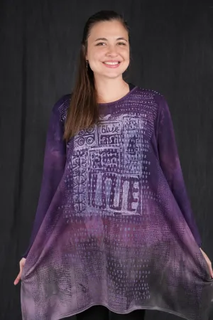 2348HD Winter Soft Cotton Knit Tunic Blue Fish Grid-P