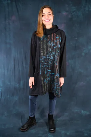 2362 Heavy Eco Cotton Pocket Tunic Francesca Black-P