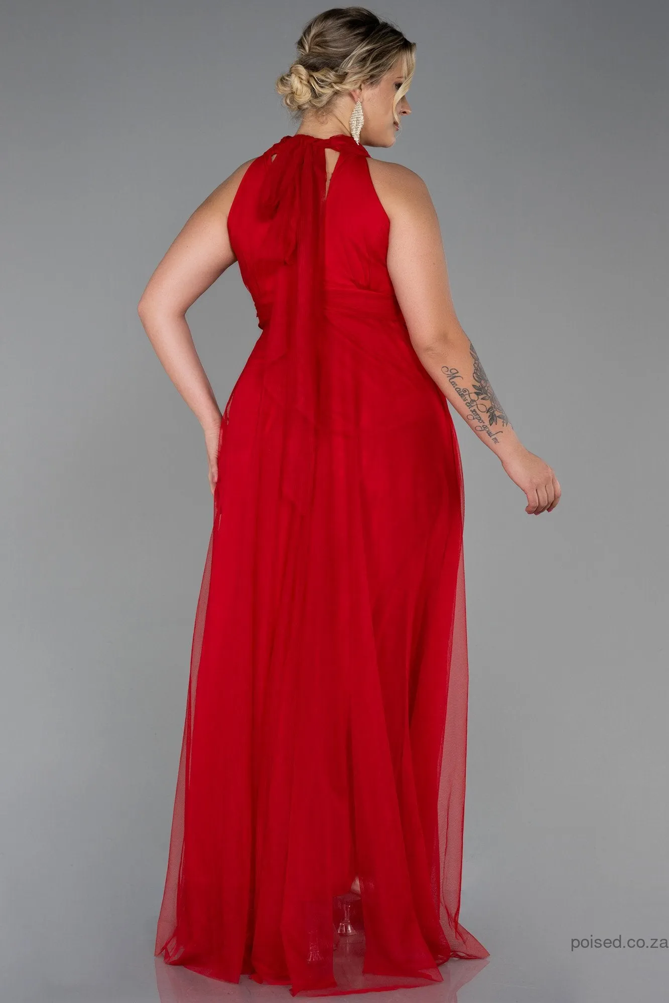 30194 Red Halterneck Tulle Dress