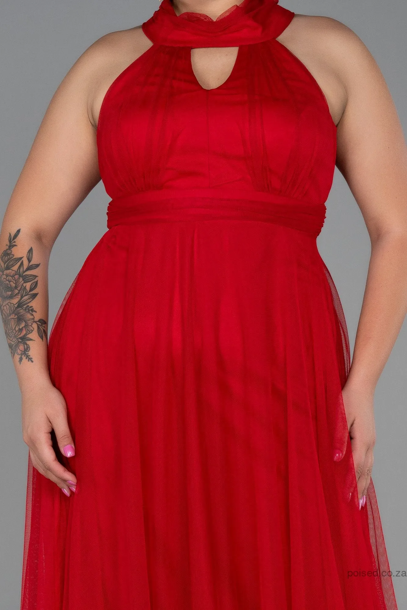 30194 Red Halterneck Tulle Dress