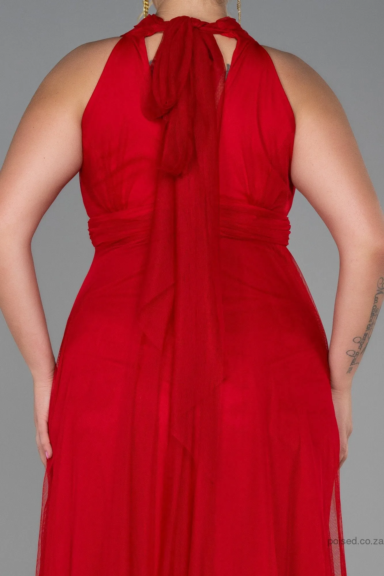 30194 Red Halterneck Tulle Dress