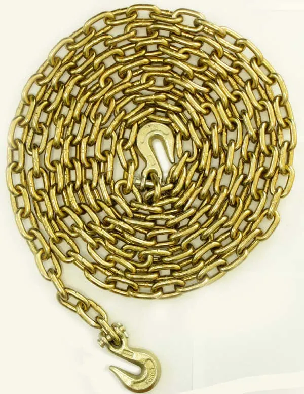 3/8" x 20' G70 Tie Down Chain with Clevis Grab Hooks
