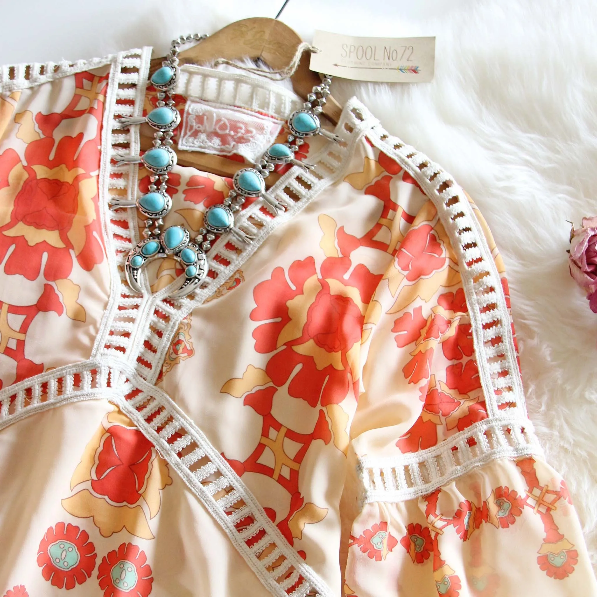 70's Siren Tunic Dress in Peach