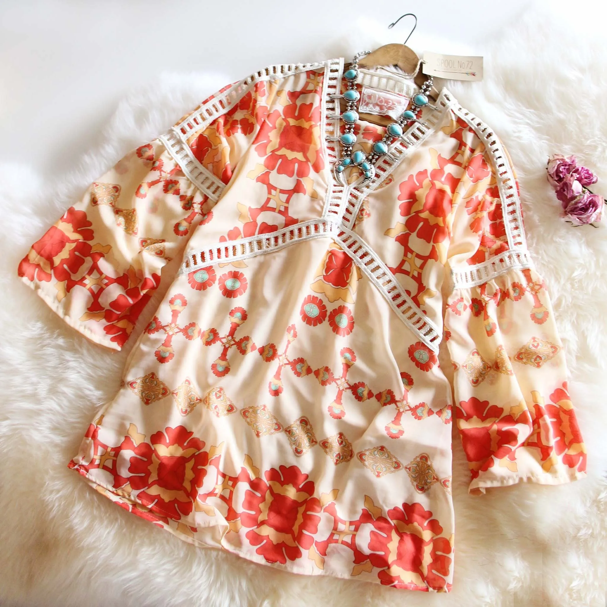 70's Siren Tunic Dress in Peach