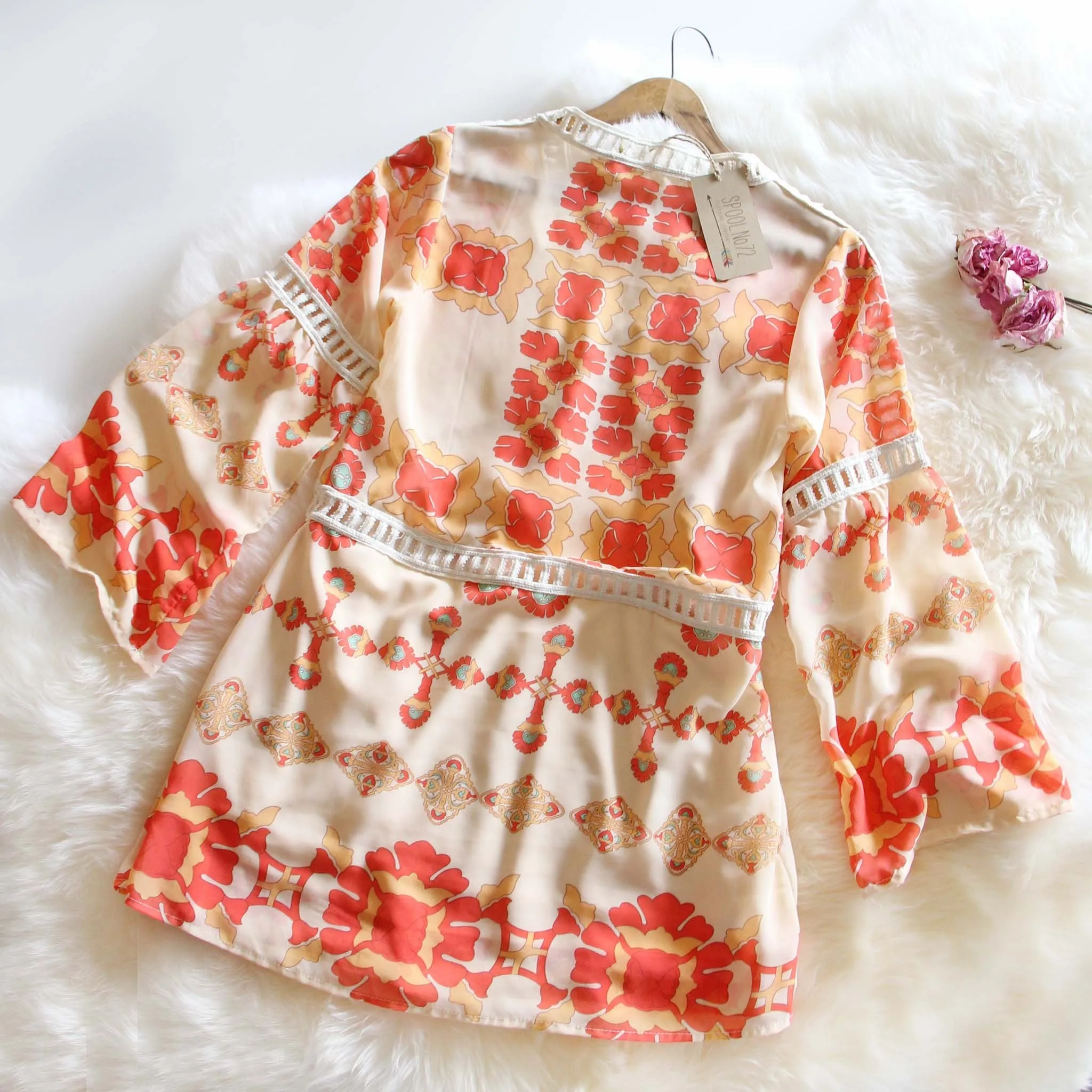 70's Siren Tunic Dress in Peach