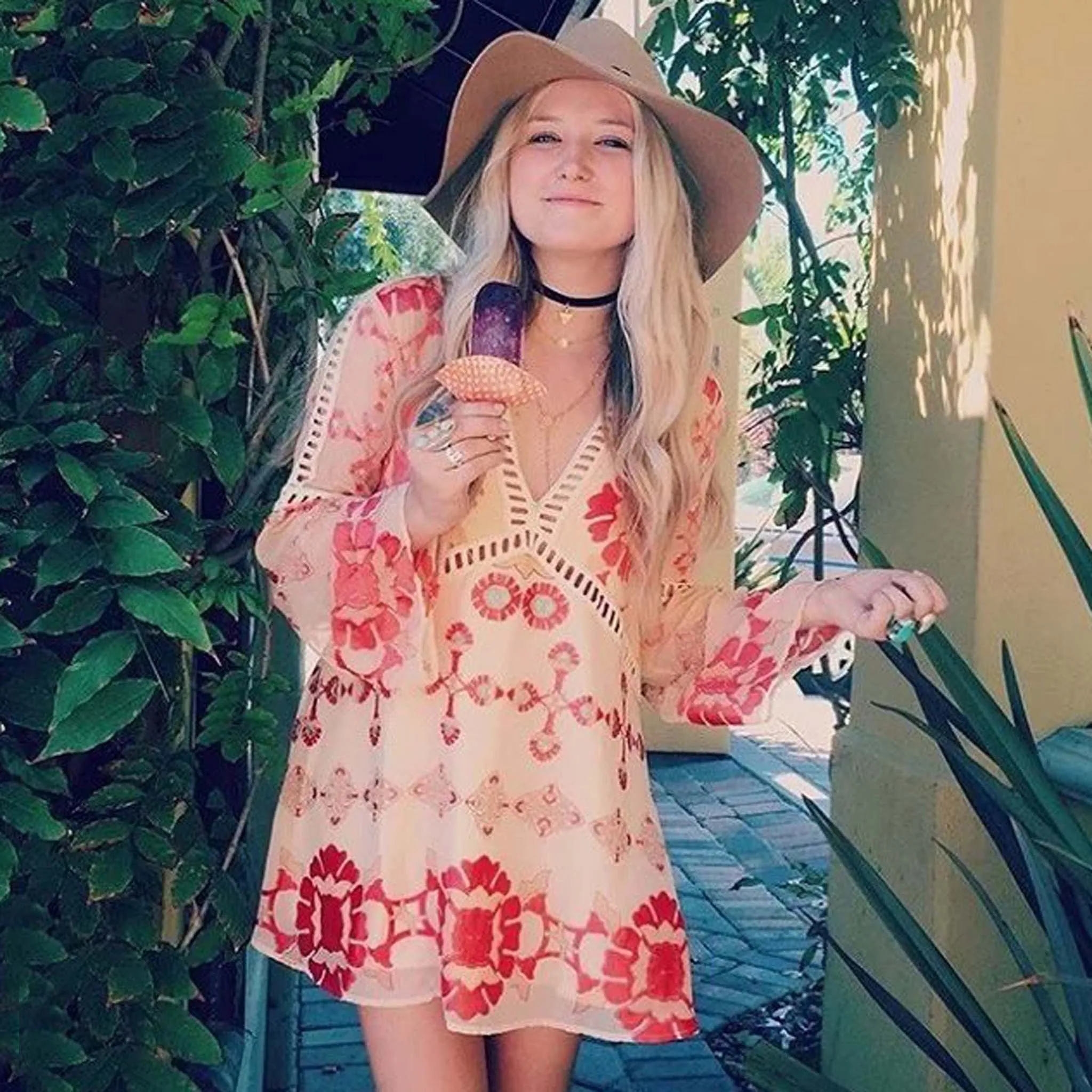 70's Siren Tunic Dress in Peach