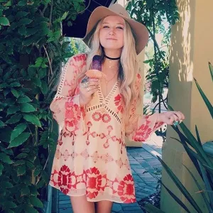 70's Siren Tunic Dress in Peach
