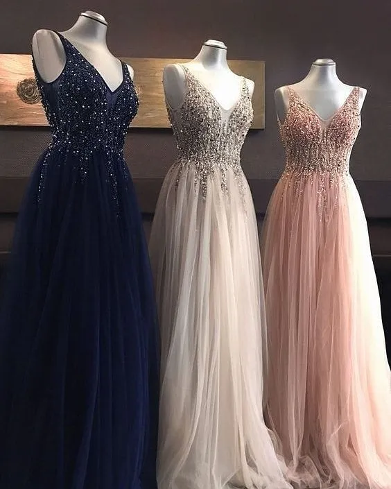 A-line Tulle Prom Gown with Beading Bodice
