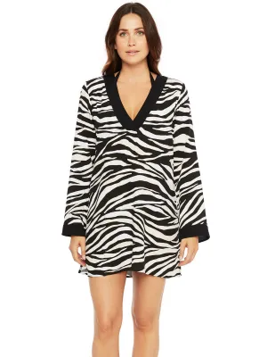 Abstract Zebra V Neck Tunic Black/Cream