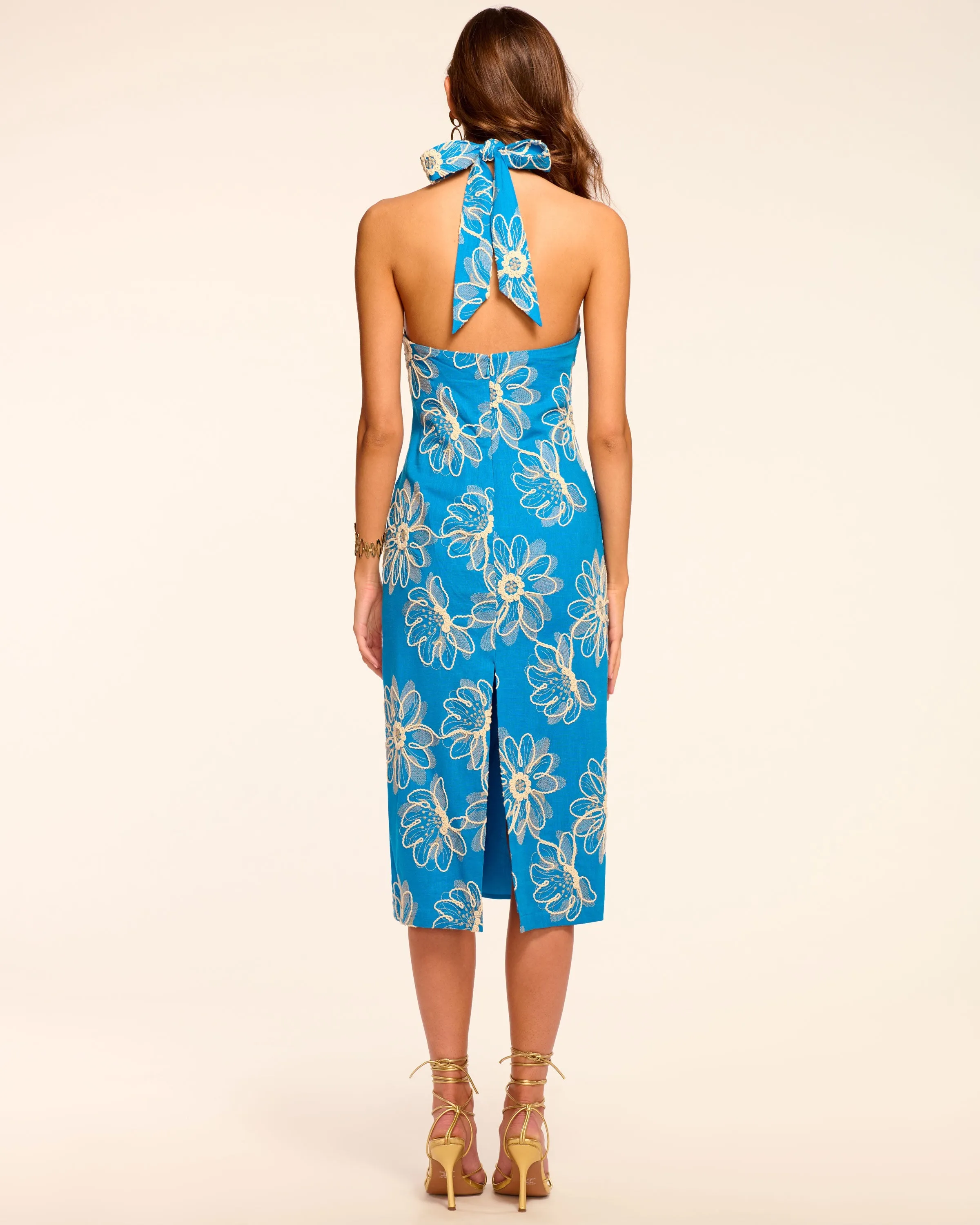 Aiden Embroidered Halter Midi Dress