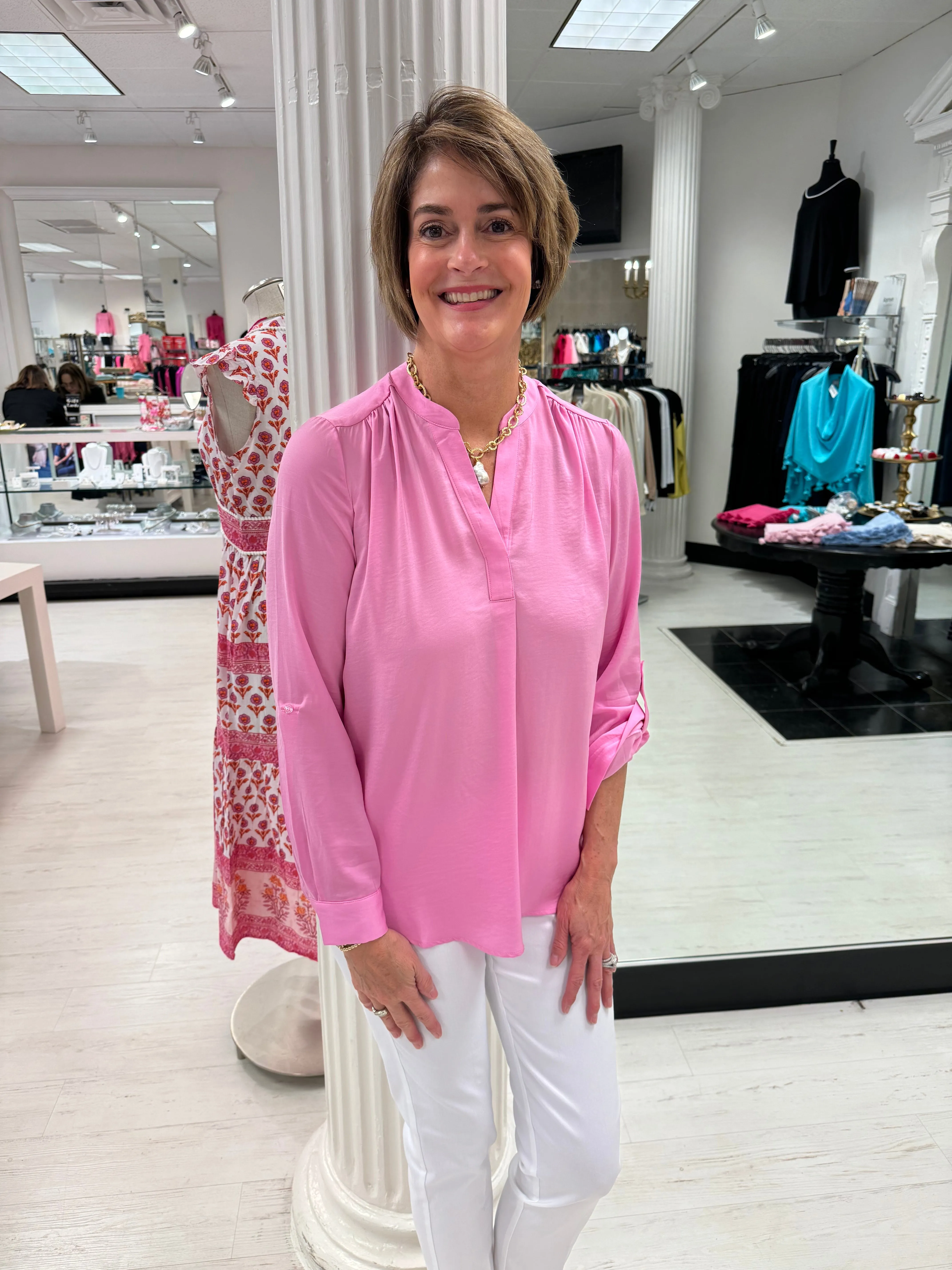 Air Flow Tunic with Split Collar