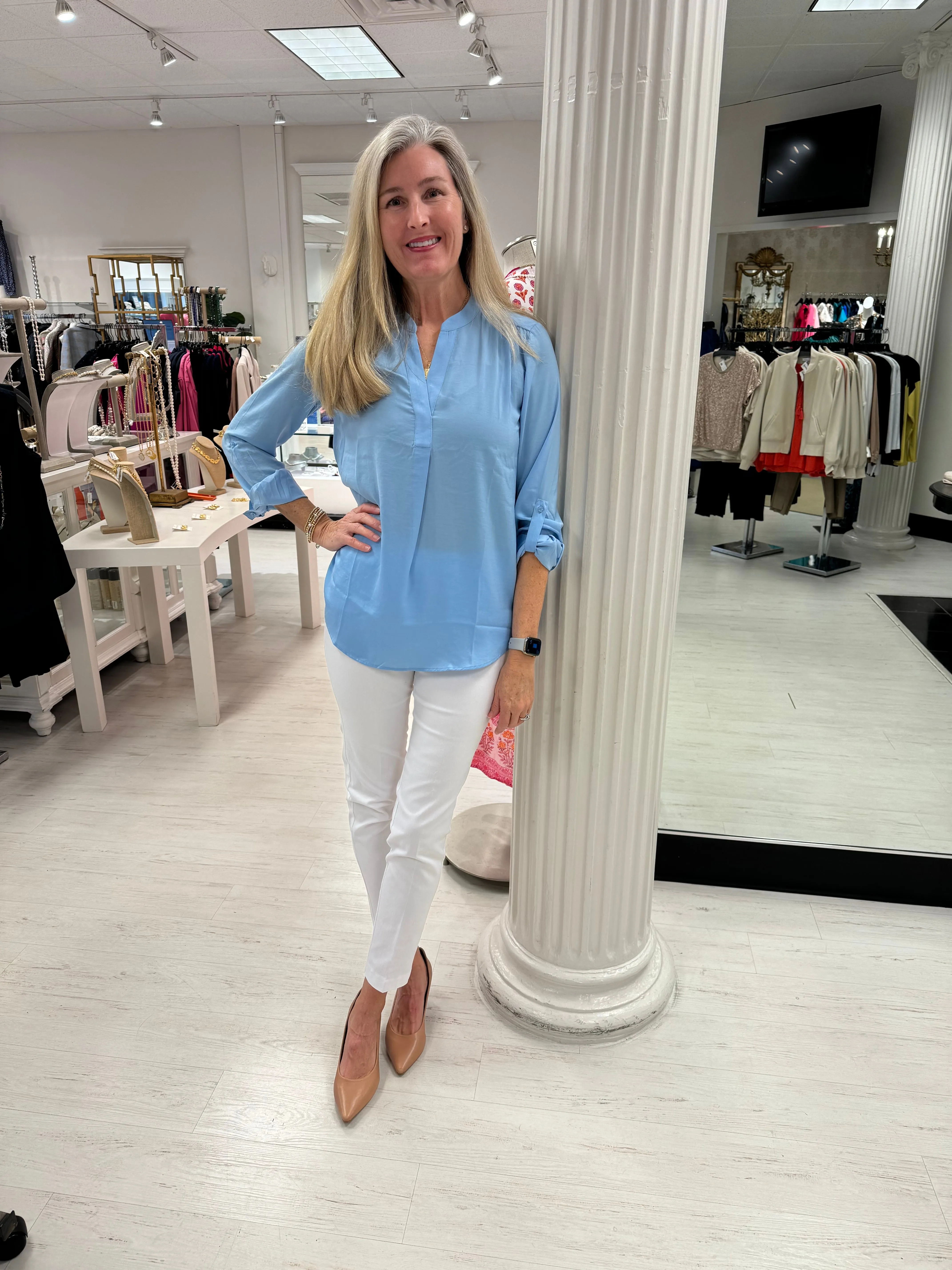 Air Flow Tunic with Split Collar