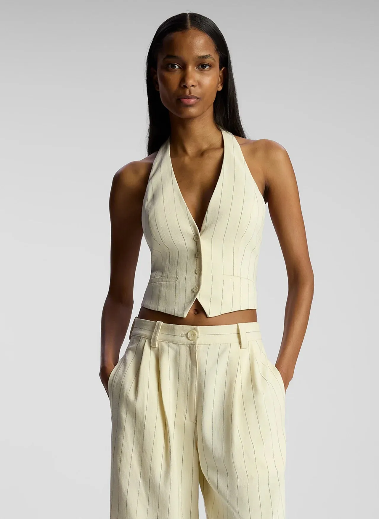 A.L.C. Woodson Vest in Cream/Black Stripe