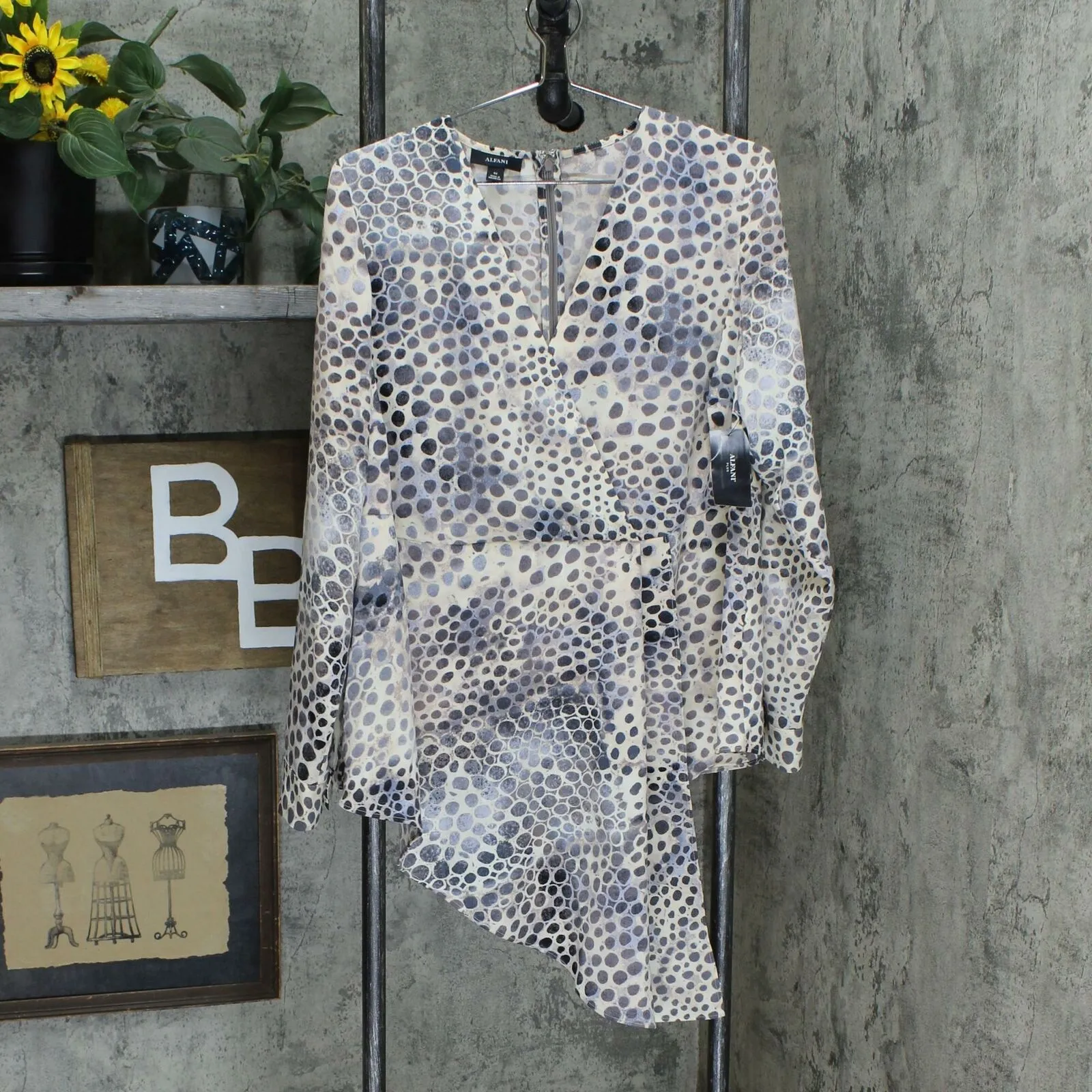 Alfani Plus Size Printed Asymmetrical Surplice Blouse