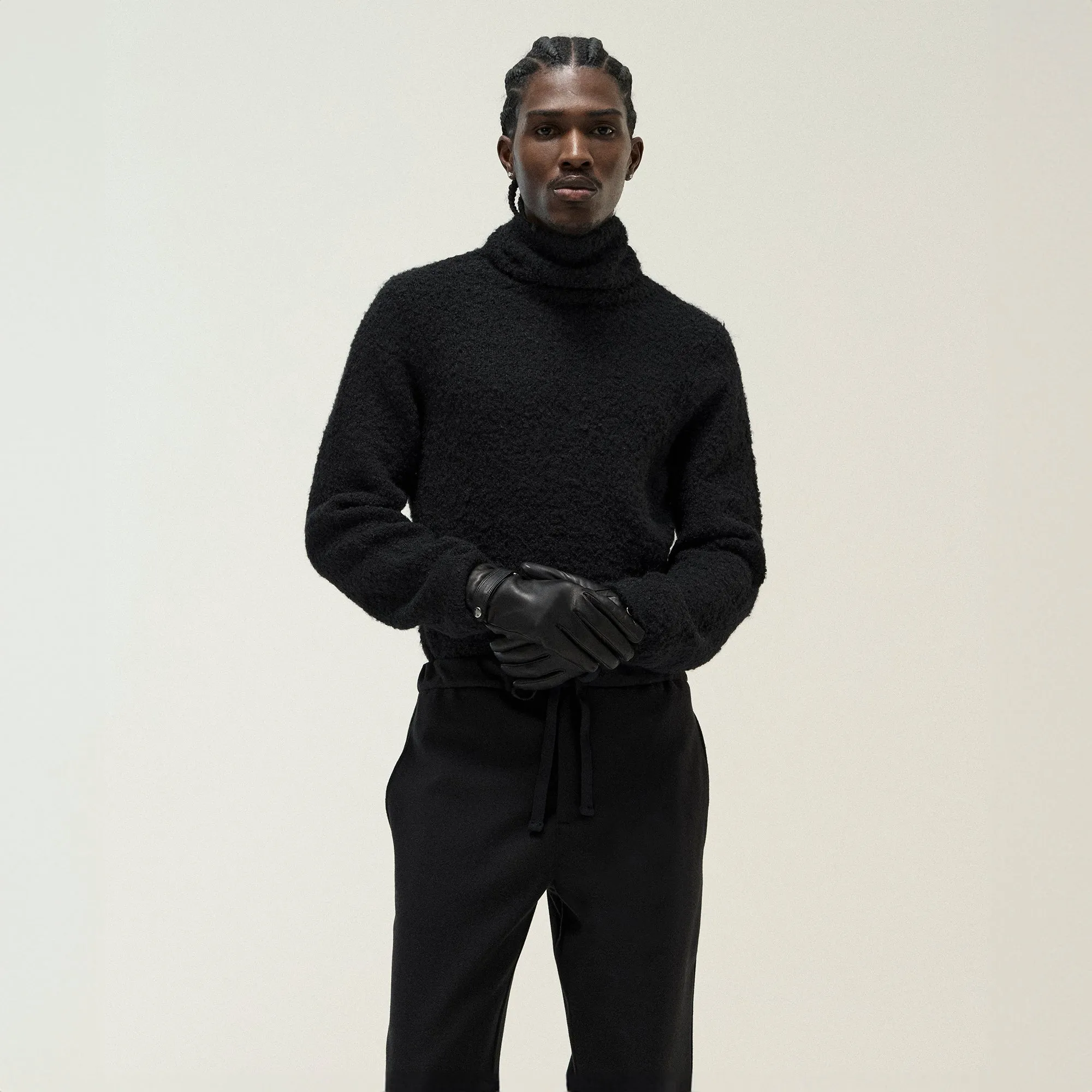 &Kin Speckled Boucle Walker Turtleneck - Black