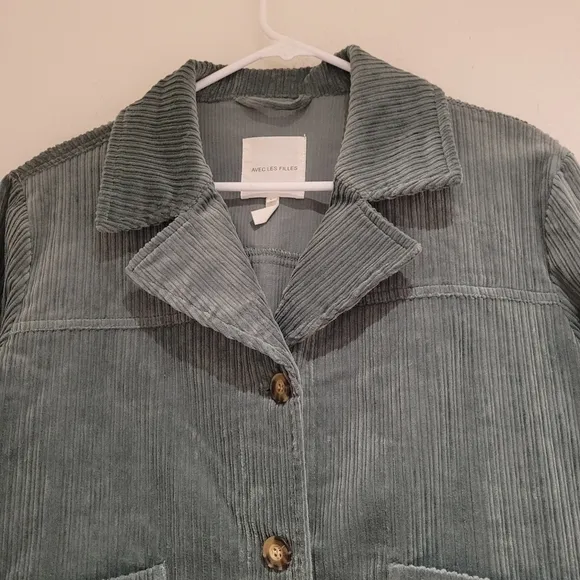 Anthropologie Avec Les Filles Tegan Green Cotton Corduroy Shirt Jacket, SZ Large