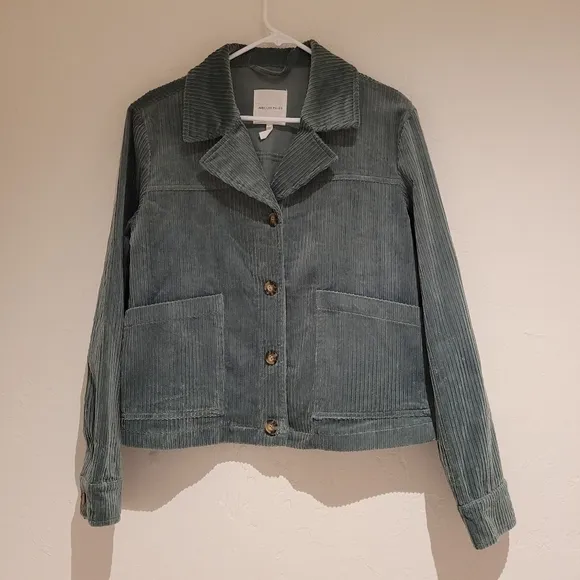 Anthropologie Avec Les Filles Tegan Green Cotton Corduroy Shirt Jacket, SZ Large
