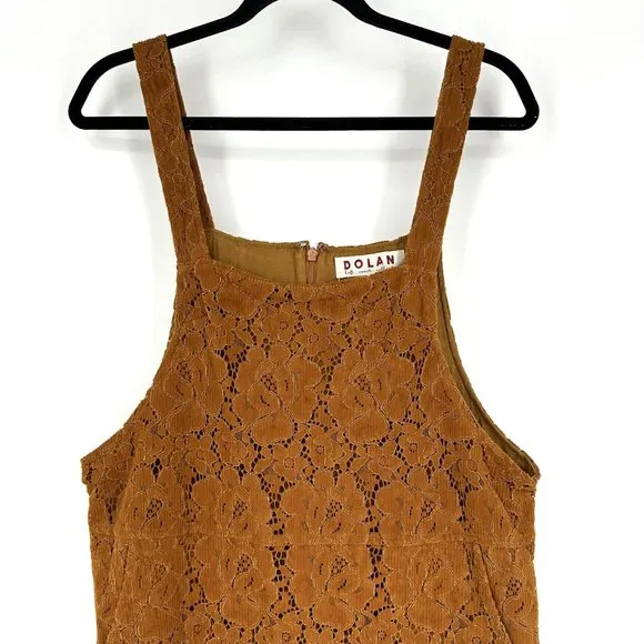 Anthropologie Dolan Hattie Floral Corduroy Overall Jumper Dress Orange Medium
