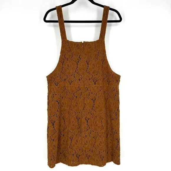 Anthropologie Dolan Hattie Floral Corduroy Overall Jumper Dress Orange Medium