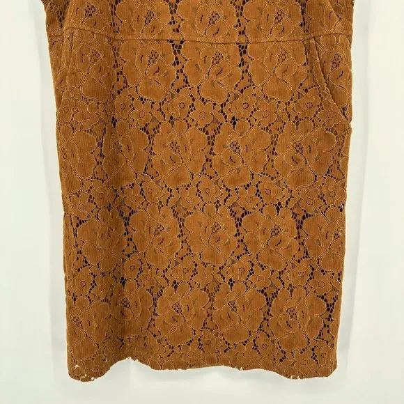 Anthropologie Dolan Hattie Floral Corduroy Overall Jumper Dress Orange Medium
