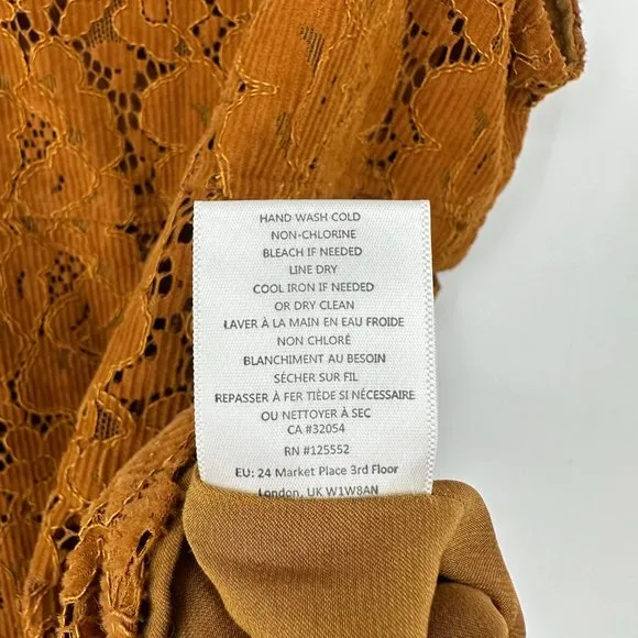 Anthropologie Dolan Hattie Floral Corduroy Overall Jumper Dress Orange Medium