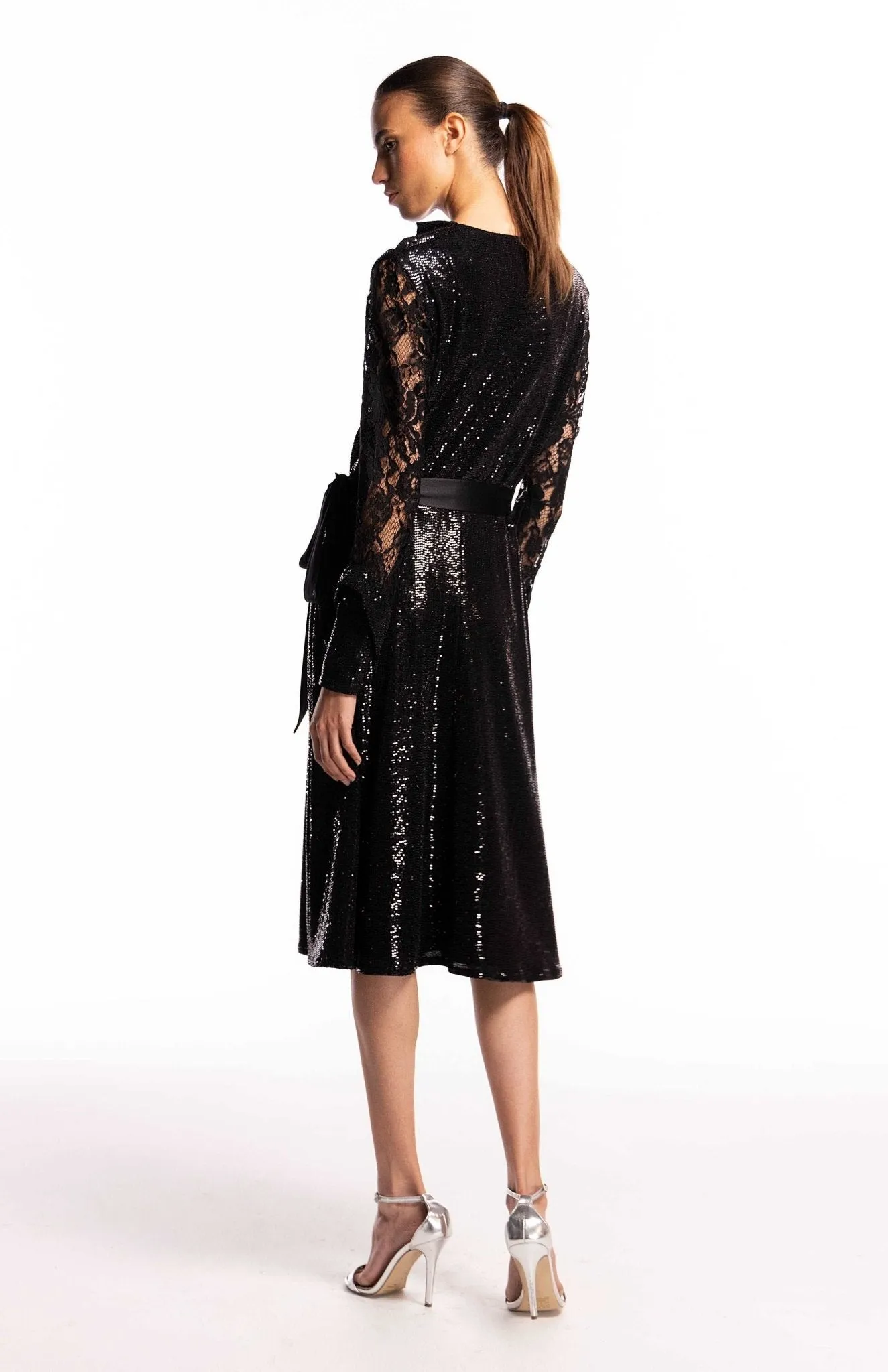 Aspasia | Captivating Charm: Sequin And Lace Cocktail Dress