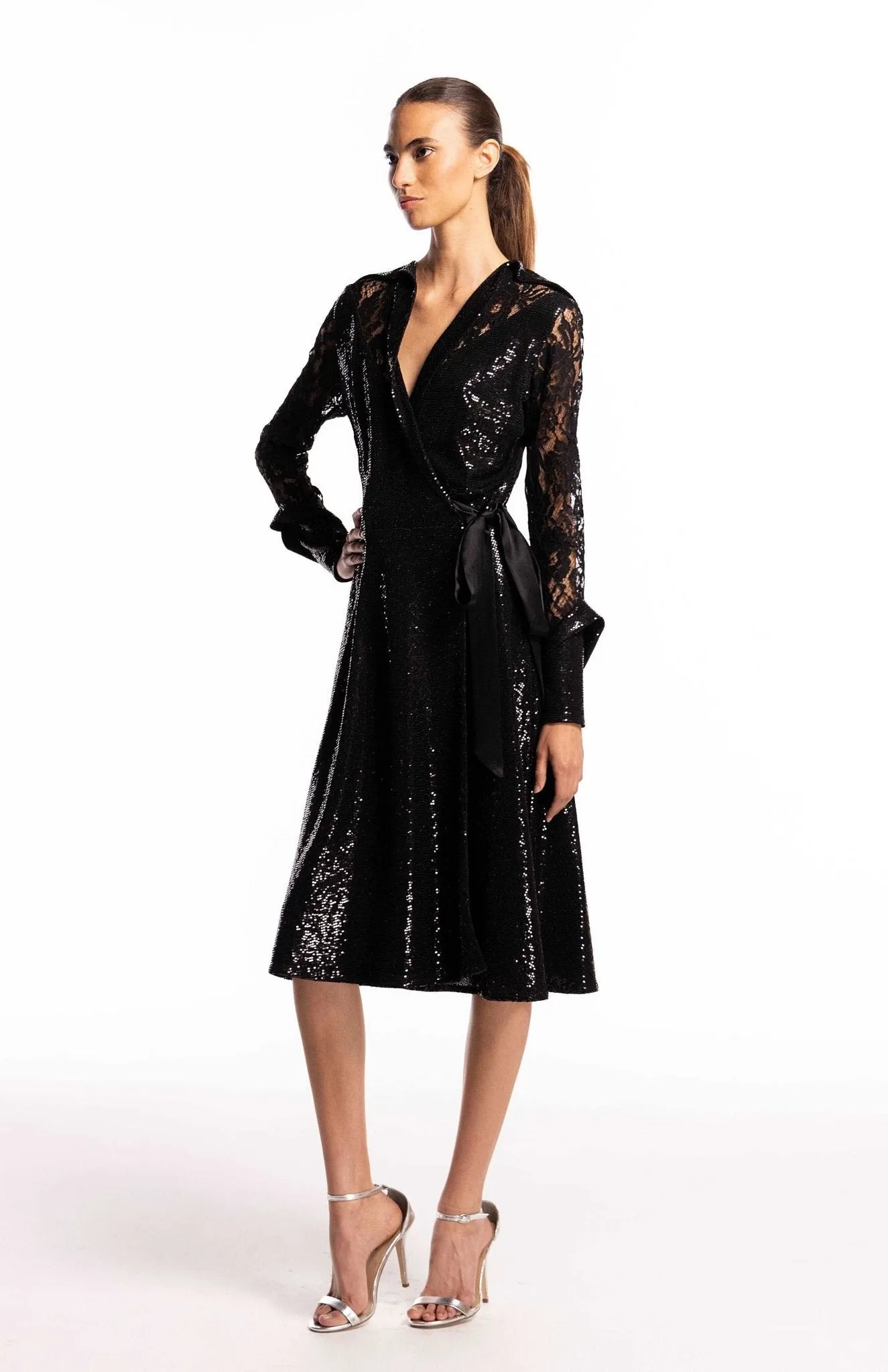 Aspasia | Captivating Charm: Sequin And Lace Cocktail Dress