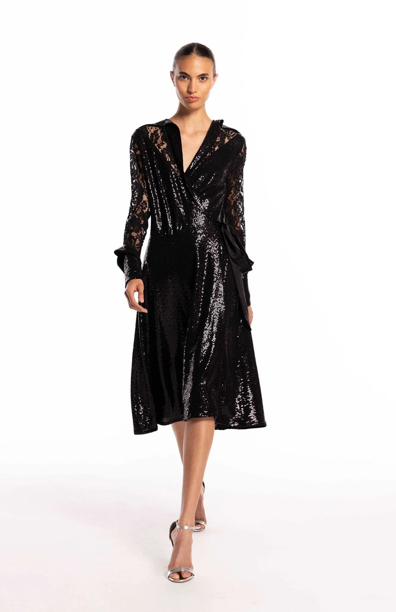 Aspasia | Captivating Charm: Sequin And Lace Cocktail Dress