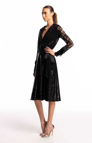 Aspasia | Captivating Charm: Sequin And Lace Cocktail Dress